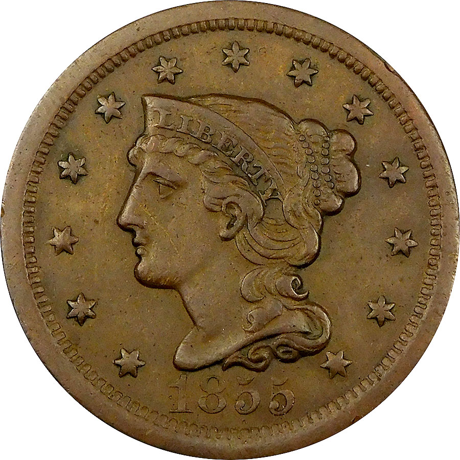 1854 Braided Hair Large Cent 